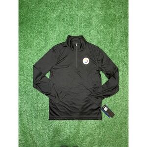 Men's Fanatics Black Pittsburgh Steelers Long Sleeved‎ Quarter-Zip Top Sz Small